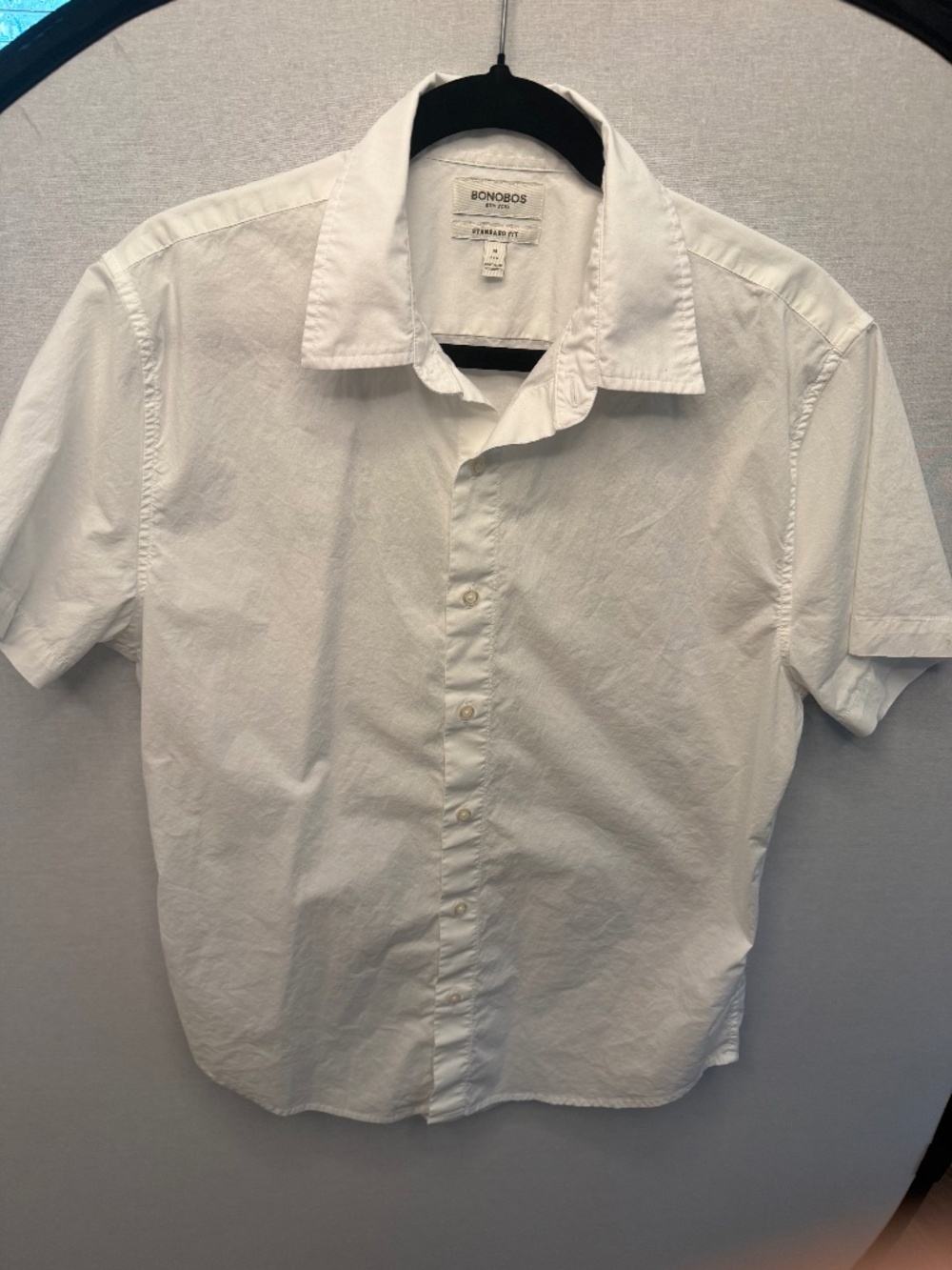 Bonobos Men’s Medium White Short Sleeve Button Down Shirt Standard Fit